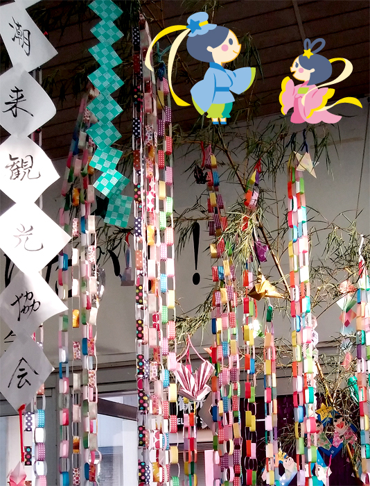 潮来駅に園児たちが、七夕の飾りつけをしてくれました!!